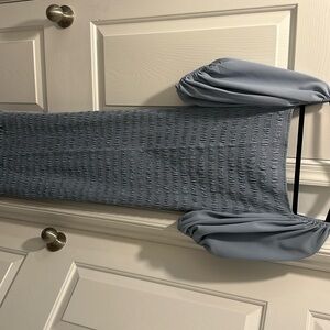 Blue Midi Ruched Fitted Dress